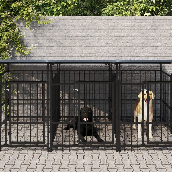 vidaXL Outdoor-Hundezwinger mit Dach Stahl 7,51 m&sup2;