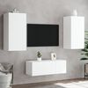 vidaXL 4-tlg. Wohnwand mit LED-Beleuchtung Wei&szlig; Holzwerkstoff