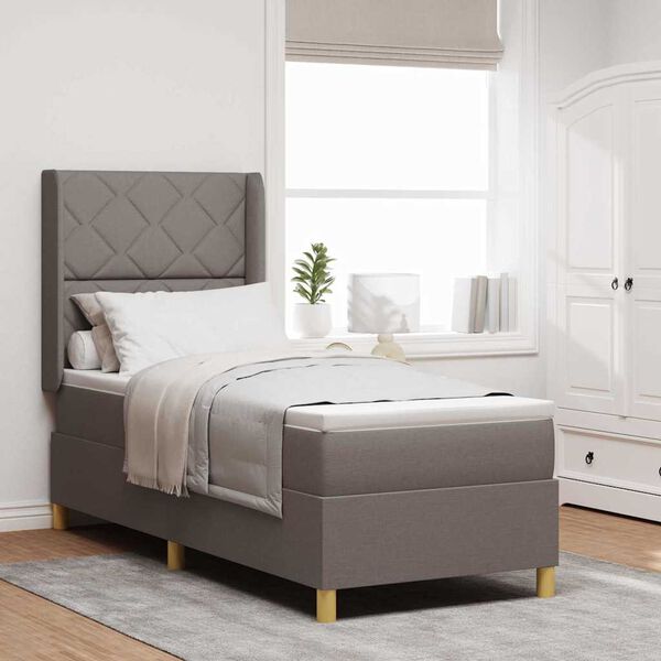 vidaXL Boxspringbett mit Matratze Taupe 140 x 200 cm Stoff