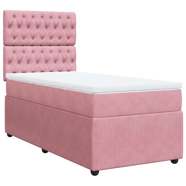 vidaXL Boxspringbett mit Matratze Rosa 80x200 cm Samt
