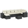 vidaXL 8-tlg. Garten-Sofagarnitur mit Kissen Schwarz Poly Rattan