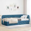 vidaXL Eckbettgestell mit Matratze mit Kopfteil Blau 90 x 200 cm Samt