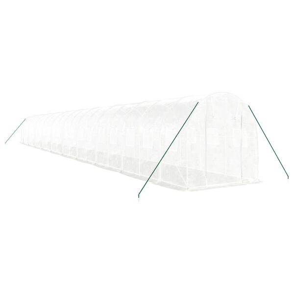 vidaXL Gew&auml;chshaus mit Stahlrahmen Wei&szlig; 40 m&sup2; 20x2x2 m