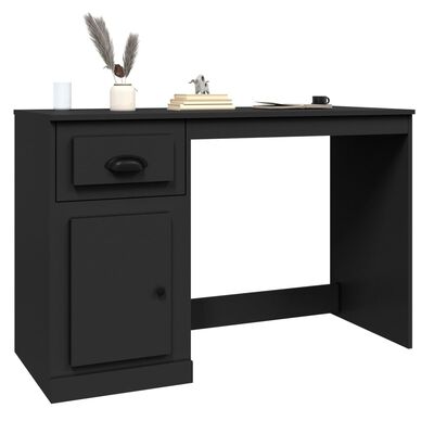 vidaXL Schreibtisch mit Schublade Schwarz 115x50x75 cm Holzwerkstoff