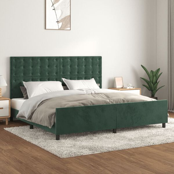 vidaXL Bettgestell ohne Matratze Dunkelgr&uuml;n 200x200 cm Samt