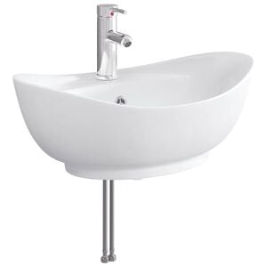 vidaXL Waschbecken mit Wasserhahn und Abfluss Chrom 59 x 35 x 21 cm