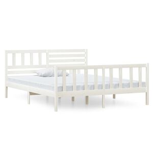 vidaXL Massivholzbett Wei&szlig; 140x190 cm