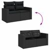vidaXL Gartensofa-set mit Kissen 12 pcs Schwarz Poly-Rattan