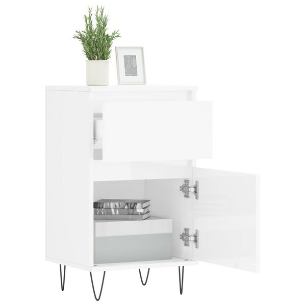 vidaXL Sideboards 2 Stk. Hochglanz-Wei&szlig; 40x35x70 cm Holzwerkstoff