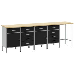 vidaXL Arbeitsschrankset mit Schubladen 5 pcs Schwarz und Grau