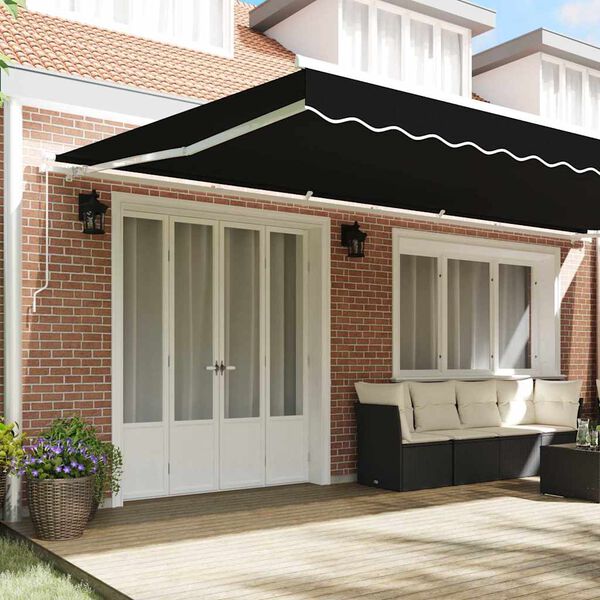 vidaXL Markisenersatzstoff Schwarz 580 x 295 cm Polyester