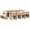 vidaXL 13-tlg. Garten-Essgruppe mit Kissen Beige Poly Rattan