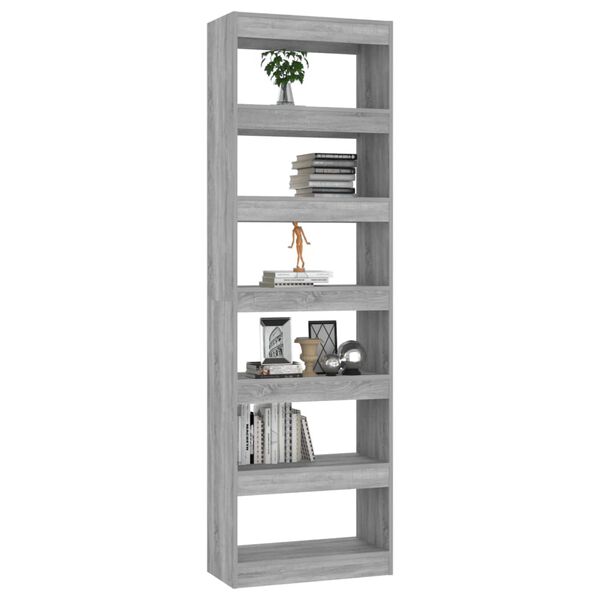 vidaXL B&uuml;cherregal/Raumteiler Grau Sonoma 60x30x198 cm