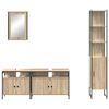 vidaXL Badezimmerm&ouml;bel-Set mit Regal 4 pcs Sonoma-Eiche Holzwerkstoff