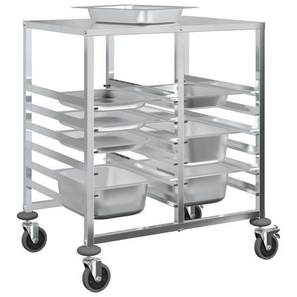 vidaXL Tablettwagen mit 12 GN-Beh&auml;ltern 75x55x87 cm Edelstahl