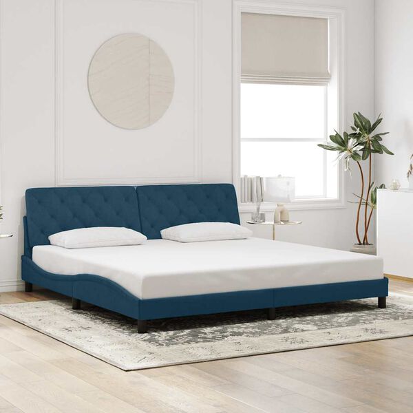 vidaXL Bettgestell mit LED ohne Matratze Blau 200x200 cm Samt