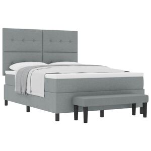 vidaXL Boxspringbett mit Kopfteil Hellgrau 160 x 200 cm Stoff
