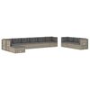 vidaXL 11-tlg. Garten-Lounge-Set mit Kissen Grau Poly Rattan