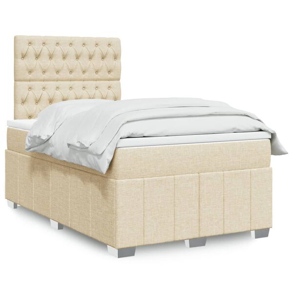 vidaXL Boxspringbett mit Matratze Creme 120x200 cm Stoff