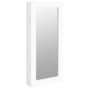 vidaXL Schmuckschrank mit Spiegel Wandmontage Wei&szlig; 30x8,5x67 cm