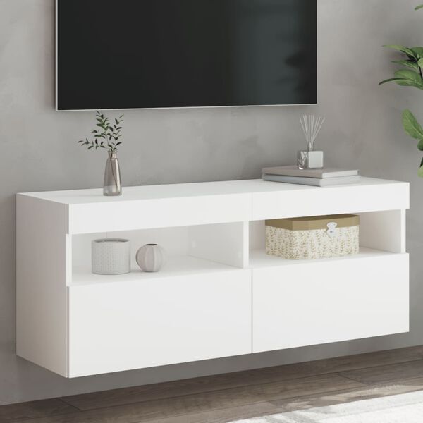 vidaXL TV-Wandschrank mit LED-Leuchten Wei&szlig; 100x30x40 cm