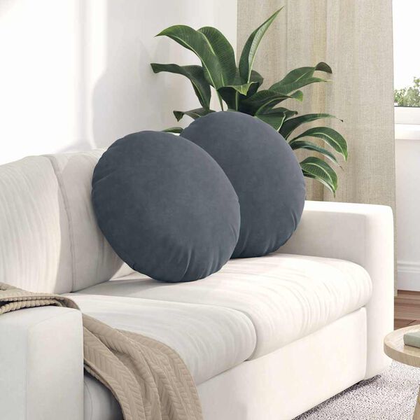 vidaXL Sitzkissen 2 St&uuml;ck Dunkelgrau &Oslash; 50 x 19 cm Samt