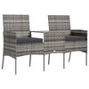 vidaXL 2-Sitzer-Gartensofa mit Teetisch Poly Rattan Anthrazit