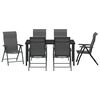 vidaXL Garten Essgruppe 7 pcs Grau Poly Rattan