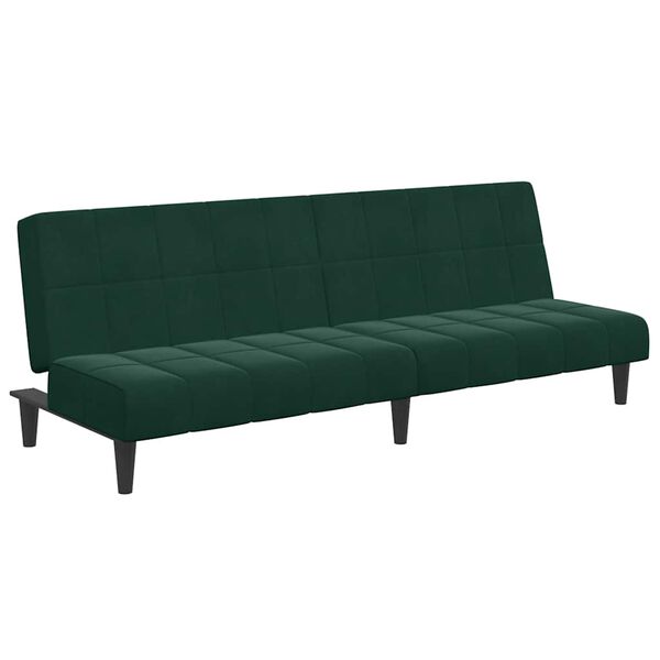 vidaXL Schlafsofa 2-Sitzer mit Fu&szlig;hocker Dunkelgr&uuml;n Samt