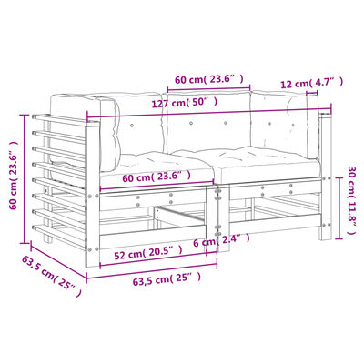 vidaXL Ecksofas mit Kissen 2 Stk. Weiß Massivholz Kiefer