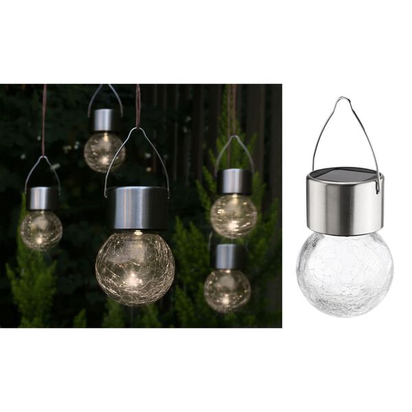 HI Solar-LED-Lichter zum Aufh&auml;ngen 5 Stk. Risse-Glas-Design