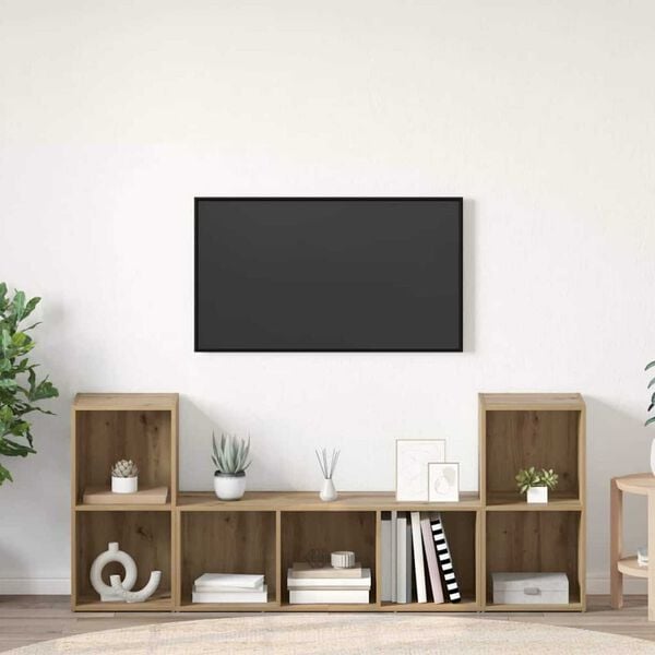 vidaXL TV-Schrankset Wandmontiert 3 pcs Braun Holzwerkstoff