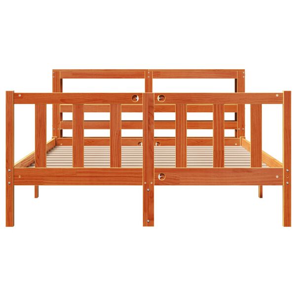 vidaXL Bettgestell mit Kopfteil ohne Matratze Wachsbraun 150x200 cm