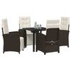 vidaXL Garten Essgruppe mit Kissen 5 pcs Braun Poly-Rattan