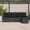 vidaXL Outdoor-Sofa mit Kissen 5 pcs Schwarz Poly-Rattan