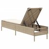 vidaXL Sonnenliege mit Auflage Beige Poly Rattan