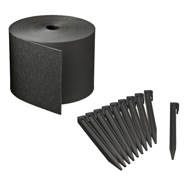 Nature Rasenkanten-Set H15 cm x 10 m mit Erdn&auml;geln Schwarz