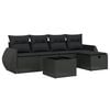 vidaXL 6-tlg. Garten-Sofagarnitur mit Kissen Schwarz Poly Rattan