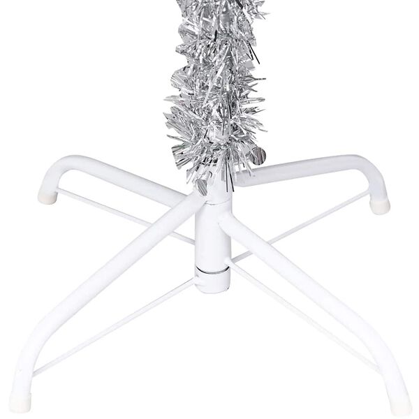 vidaXL K&uuml;nstlicher Weihnachtsbaum Beleuchtung & Kugeln Silber 240 cm