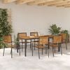 vidaXL Garten Essgruppe 7 pcs Schwarz und Holz Poly-Rattan