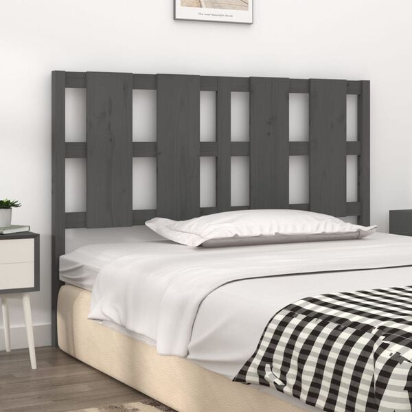 vidaXL Kopfteil Grau 125,5x4x100 cm Massivholz Kiefer