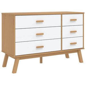 vidaXL Schubladenschrank OLDEN Wei&szlig; und Braun Massivholz Kiefer