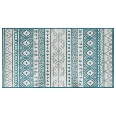 vidaXL Outdoor-Teppich Aquablau und Weiß 100x200 cm Beidseitig Nutzbar