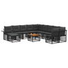 vidaXL Outdoor-Sofagarnitur 12 pcs Schwarz und Dunkelgrau Polyester