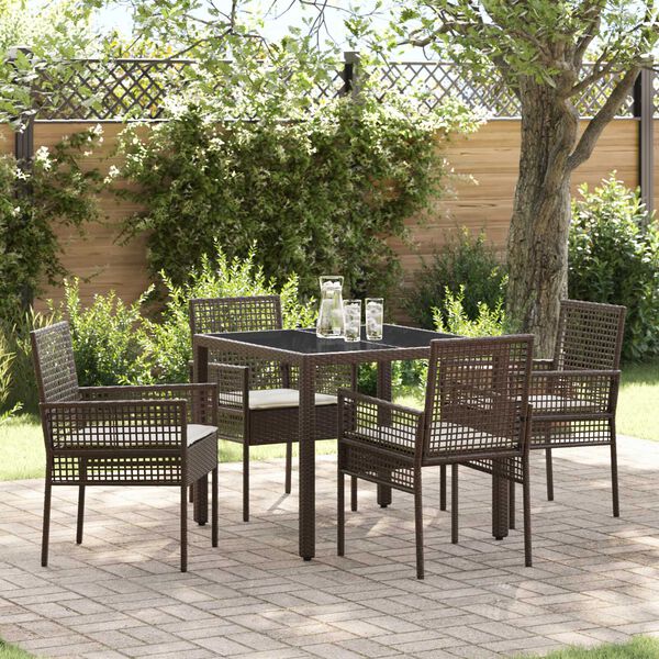 vidaXL Garten Essgruppe 5 pcs Braun Poly-Rattan
