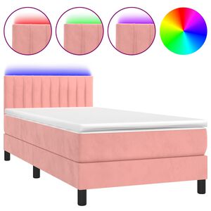 vidaXL Boxspringbett mit Matratze & LED Rosa 80x200 cm Samt