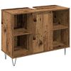 vidaXL Badezimmerm&ouml;bel-Set mit Regal 3 pcs Altholz Holzwerkstoff