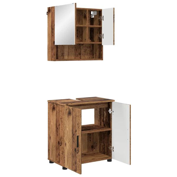 vidaXL Badezimmerm&ouml;bel-Set 2 pcs Altholz Holzwerkstoff & Metall