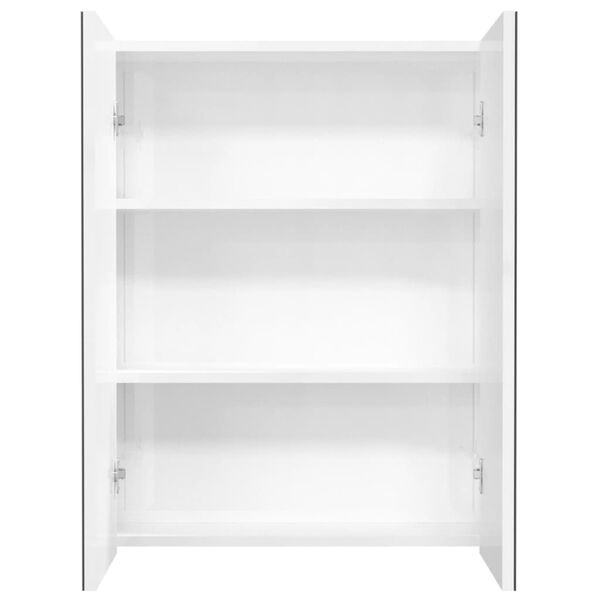 vidaXL Bad-Spiegelschrank 60x15x75 cm MDF Gl&auml;nzendes Wei&szlig;