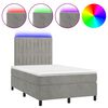 vidaXL Boxspringbett mit Matratze & LED Hellgrau 120x190 cm Samt